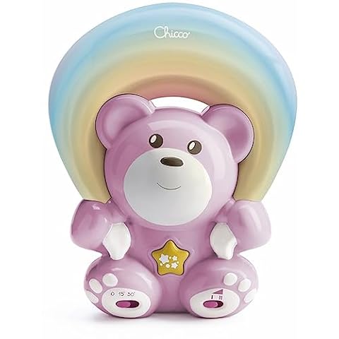 Chicco Miś z Projektorem Rainbow, Zabawka Muzyczna, Lampka Nocna, Miś z Relaksującą Muzyką i Projekcja Tęczowego Światła - Zabawki Dla Noworodków 0+m