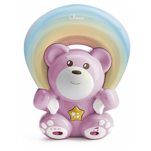 Chicco Proyector de Arco Iris, Oso con Luz y Música, Luz Nocturna para Bebé, Oso de Peluche con Música Relajante y Proyección Arco Iris Ajustable, Juguetes Bebés de 0+ Meses, Rosa