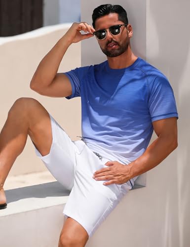 Image of ELETOP Men's Swim Shirts UPF 50+ Short Sleeve Rash Guard Sun Shirts for Beach Fishing