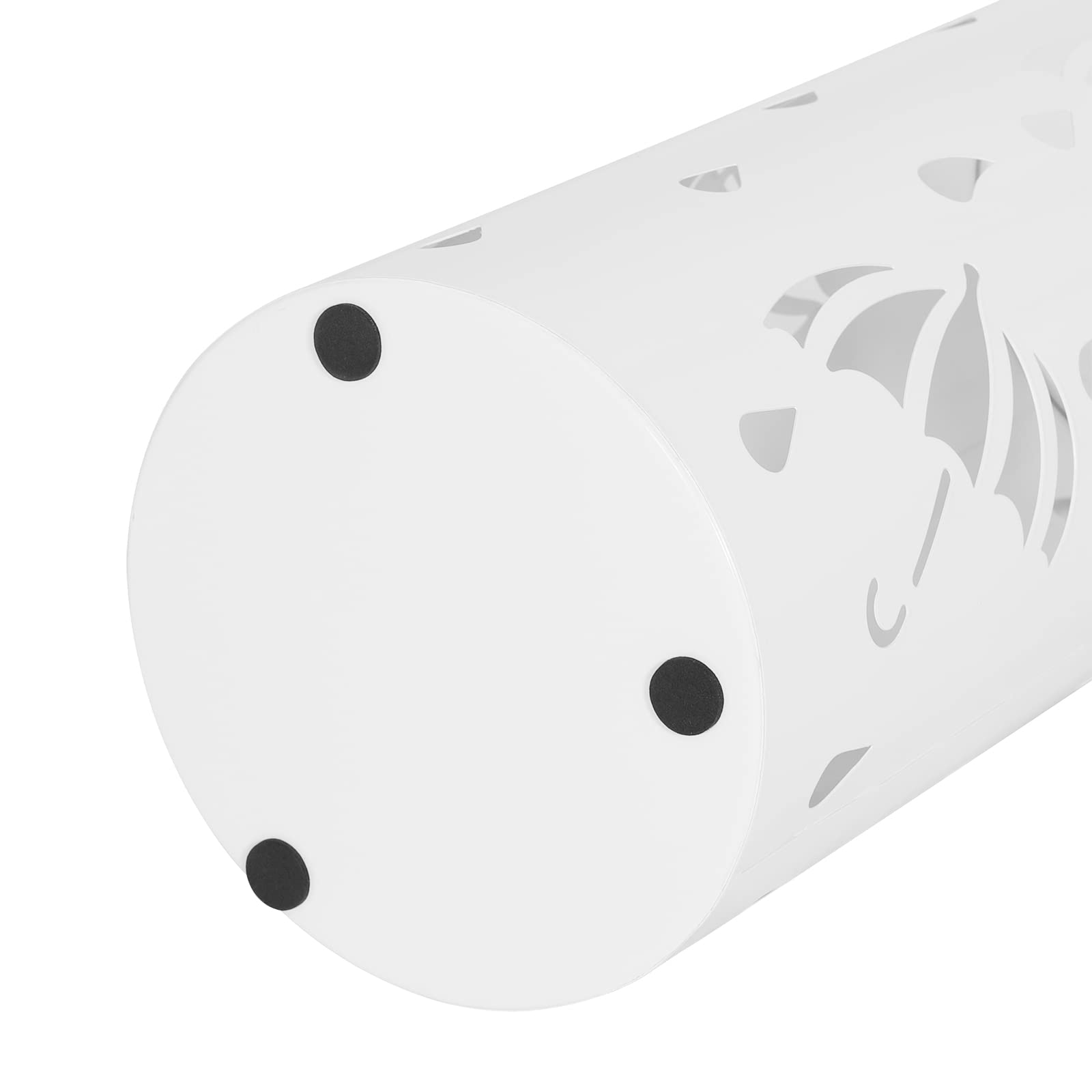 WOLTU Paragüero de Diseño Redondo Soporte Paraguas con Ganchos y Plato de Plastico, Bandeja Recogegotas 20x 49 cm Blanco SST01ws