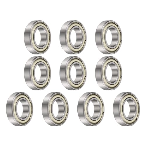 sourcing map 10pcs 6902ZZ Bearing 15x28x7mm, Chrome Steel Double Shielded Precision Bearing, Lubricated Deep Groove Ball Bearings, P6 (ABEC 3)