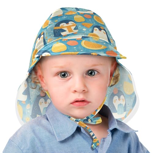 Cute Summer Orange Penguin Baby Sunhat Baby Boys' Hats Baby Girls' UPF 50+ Neck Flap Beach Essentials2