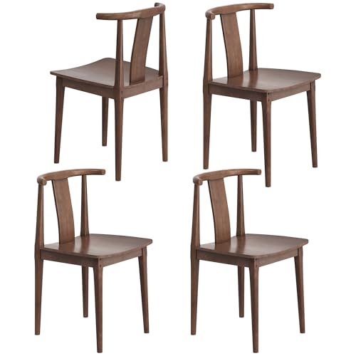 EYYTHUNG Wood Dining Chairs Set of 2, Farmhouse Mid Century Kitchen Chairs with Curved Back, Modern Wishbone Dining Chairs for Dining Room, Kitchen, Black