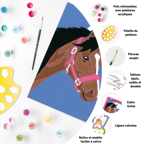 Ravensburger - CreArt Kids 8x12 cm - Numéro d'art - Cheval dans Les Nuages - Kit de Peinture par numéros - avec Cadre Brillant - Dès 7 Ans - 25583