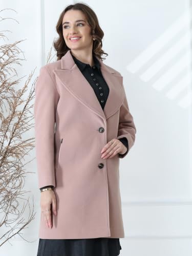 Image of PLAGG Women's Notched Lapel Long Overcoat