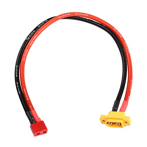 RIIEYOCA T Plug Deans Hembra a XT60E Macho Montable XT60 Conector de Montaje en Panel Adaptador de Cable 12AWG Cable para RC Lipo Batería FPV Racing Drone,30cm Cover