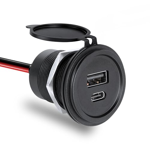 Obeaming 12V USB�R���Z���g 30W PD USB-C & 18W QC3.0 �A���~�j�E���J�[�`���[�W���[�A�f���A�������[�d�h��USB�d���\�P�b�g�A�V�K���b�g���C�^�[�����p�A�N�Z�T���[�L�����s���O�J�[�ARV�A�{�[�g�A�g���b�N�p(1��)