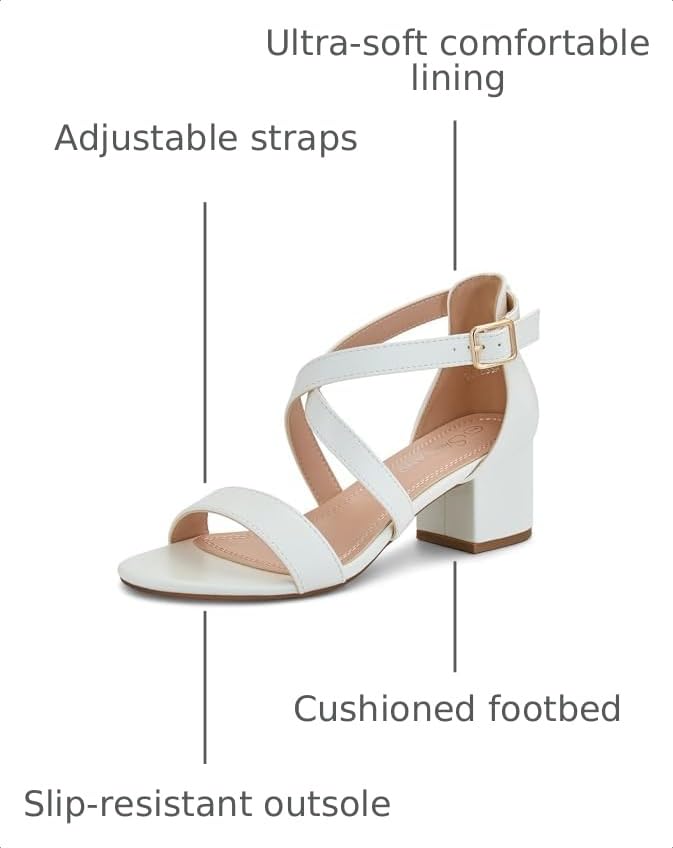 Image of Shoe Land SL-LESSA Women's Low Heels Open Toe Dress Heeled Sandals Cross Ankle Strap Chunky Block Short Heel Pumps Shoes for Office Prom Wedding Party