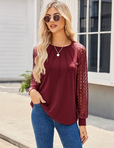 Image of HOTOUCH Women's Lace Long Sleeve Spring Dressy Casual Business Work Trendy Shirts