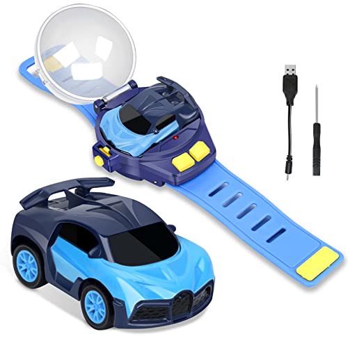 Mini Telecommandé Enfant Montre Voiture Enfant Jouet Garcon 3 Ans Telecommandé Fille Montre Voiture Alliage Rechargeable par USB Montre de Voiture de Course de Poignet Mignonne de 2,4 GHz