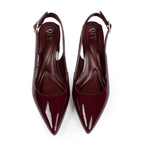 Womens Pumps Pointed Closed Toe Chunky Heel Slingback Heels for Women3