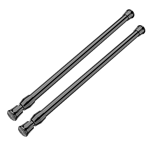 Image of MEXAU 2Pack Spring Tension Curtain Rod 16.5-28 inch Black Small Tension Rod