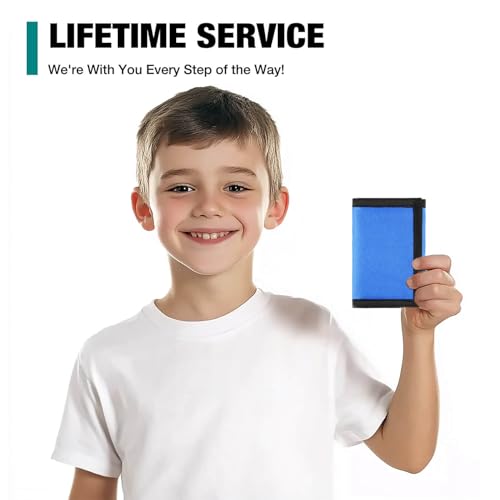 Image of Kids Wallets for Boys & Girls, Blue Canvas Wallet with Coin Pocket & Magic Sticker for Toddlers & Teens