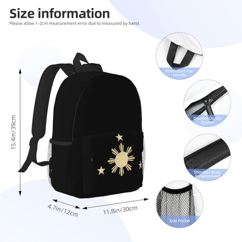 Cute Philippines Flag Backpack Filipino Sun and Star Flag Laptop Backpack for Women Men,Travel, Office, Work4
