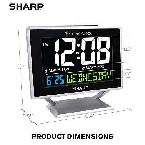 Sharp Desktop Dual Alarm Clock With Color Display - Atomic Accuracy thumb #4