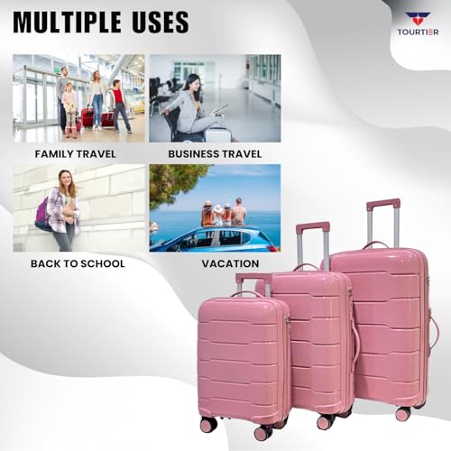 Image of 28-Inch Hard-Shell Luggage Suitcase | Lightweight 3.7 kg | 360 Spinner Wheels | 2-Way Zipper | Multi-Functional Lock | Business & Family Travel Trolley Bag (1, BPINK-20 24 inch 28 inch)