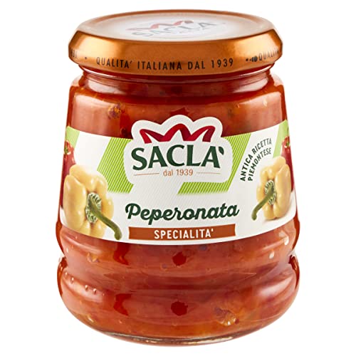 Saclà, Sottoli, Peperonata, Ideale per Aperitivo, Antipasti e Contorni, Vaso Vetro, 290g, Confezione da 12 Pezzi