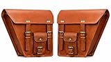 2X Motorrad Ledertasche Echte Satteltasche Bike Leder Umhängetasche | Werkzeugtasche Braun Lenker Sissy Bar Reisetasche, Satteltasche 2er-Set