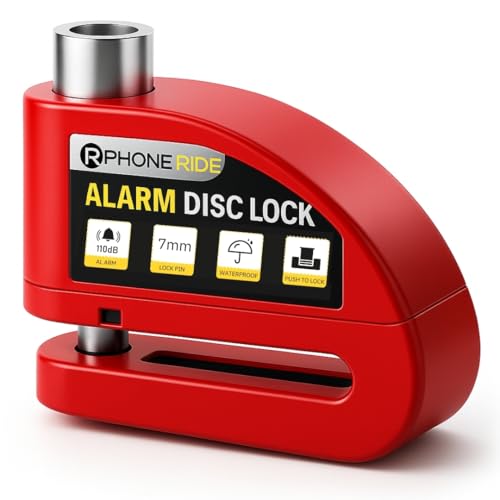 Bloc Disque Moto Alarme | Antivol Velo ou Antivol Moto Haute Sécurité avec Alarme Puissante 110dB | Bloque Roue Moto pour Une Meilleure Protection Contre Le Vol | Rouge