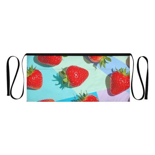 FASHON&FASCIN Server Apron with Pockets Waist Aprons Half Waitress Apron Strawberry Design for Gardening Restaurant,Multi4