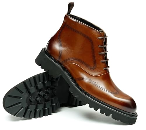 Santimon Men's Dress Casual Oxford Boots - Genuine Leather Wingtip Brogues Chelsea Ankle Boots for Wedding, Business & Formal Wear4
