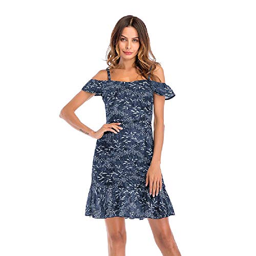 2020 Gonna Grande da Donna con Volant Arricciato Floreale Gonna sospesa in Chiffon Estate Europa e America Abito Piccolo Scollo a V Fresco
