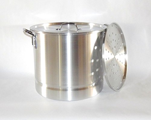 Aluminum Stock Pot w/Steamer Rack and Lid 24 QT Quart 6 Gal