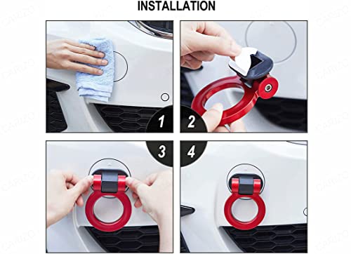 Image of CARIZO Tow Hook Kit (Round - Red) Car Decorations Sticker Car Decor Bumper for Auto Exterior Accessories (Only Decoration) Compatible with Tata Nexon (Type-II) 2020 Onwards