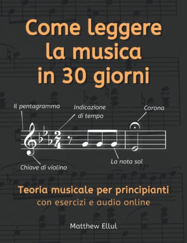 Come leggere la musica in 30 giorni: Teoria musicale per principianti con esercizi e audio online