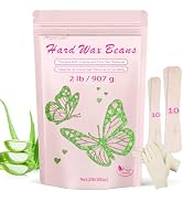 Hard Wax Beads Includes 20 Sticks, 2lb Wax Beads for Hair Removal and Sensitive Skin Friendly, La...