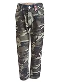 super bequem familientrends Army Hose Jungen Kinder Tarnhose Jeans Camouflage Cargo Khaki grün 98 bis 146 (122/128)