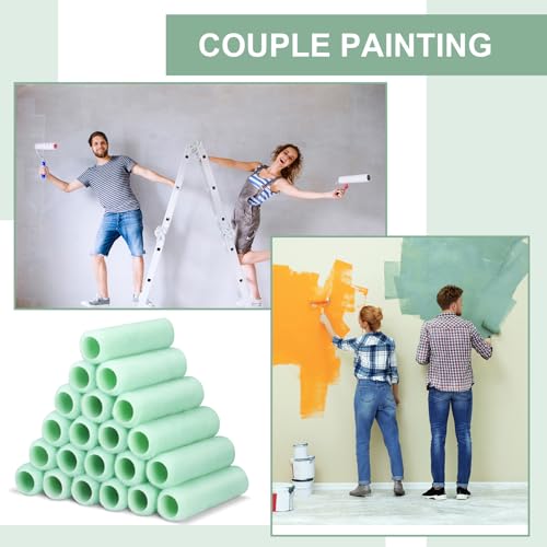 Gisafai 24 Pcs Paint Roller Covers Paint Rollers for Painting Walls Roller Paint Brush 3/8 Inch Nap Microfiber Roller Naps House Painting Supplies Paint Roller Kit for Walls Ceilings (Green,9 Inch) by Gisafai - Image 5