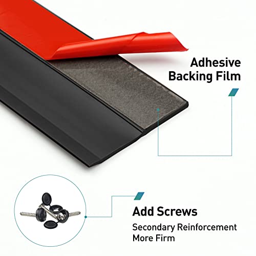 FCSOTSPS Garage Door Seal Top and Sides, 34.4FT Soft and Hard Composite Rubber Black Garage Door Weather Stripping Replacement, Universal Weatherproofing Garage Door Side Seal Strip