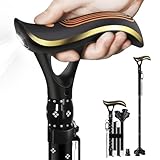 Cuerpo de aleación de aluminio, seguro y estable: el cuerpo de la barra plegable está hecho de material de aleación de aluminio 6061 que es grueso, reforzado, ligero y duradero, y resistente a la corrosión. Muy ligero y fuerte, puede soportar de forma segura hasta 124 kg. Además, el cuerpo de la barra plegable del bastón también está diseñado con un aro de bloqueo de seguridad, que se puede girar y bloquear durante el uso para hacer que el bastón sea más estable