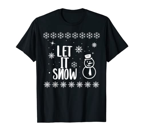 Let it Snow Cute Snowman in Winter for Holiday Christmas T-Shirt