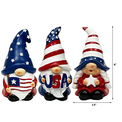 Resin Rustic Gnomes Set 4Th Of July Decorations American Independence Day Patriotic Garden Gnome Yard Statue Gnome Figurines Indoor Outdoor Decor-Set Of 3 #TOP1