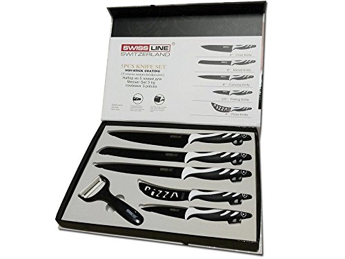 Euroricami Viterbo Swiss Line Switzerland - Juego de cuchillos de calidad extra revestidos de...