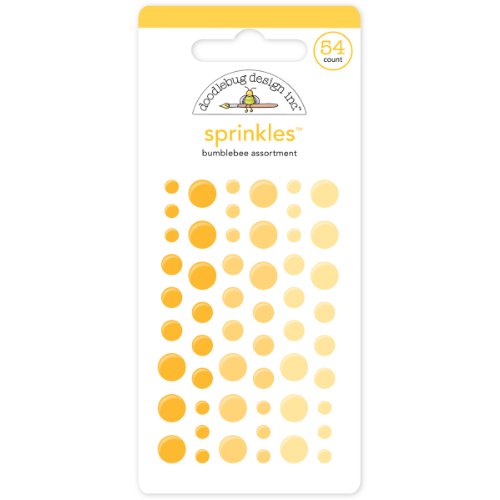Doodlebug MONOS-4008 Sprinkles Glossy Enamel Adhesive, Bumblebee Dots, 54-Pack