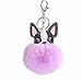 Holacha Llaveros de Perro Animal Lindos, Anillo de Llave de Piel de Conejo Colgante para Mujer Chica Accesorios de Teléfono Coche Bolsos (purpura)