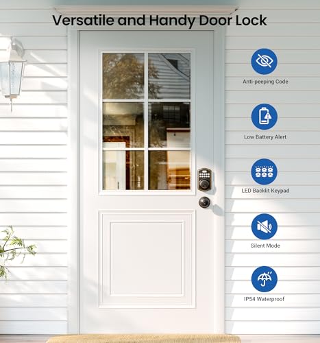 Veise Keyless Entry Door Lock with 2 Knobs, Electronic Backlit Keypad Deadbolt with Handle Set, Auto Lock, One-time Codes, Smart Deadbolt for Front Door, Easy Installation, Oil-Rubbed Bronze by Veise - Image 4