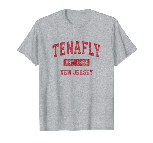 Tenafly New Jersey NJ - Diseño deportivo vintage, color rojo Camiseta