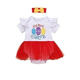 2 Pièces Fille Chic Barboteuse infantile manches lettre Pâques bébé mouche filles ensemble tenues princesse Tutu oeufs filles tenues et ensemble Ensemble Fille 8 Ans Chic Hiver (Red, 6-9Months)