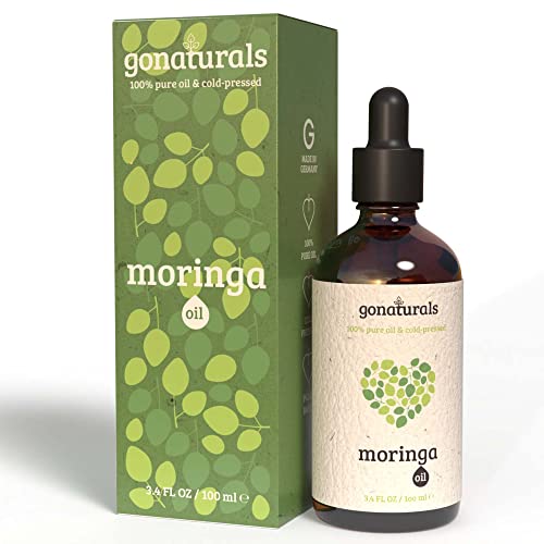 GONATURALS Pure Organic Moringa Oil - A Multipurpose Cold Pressed Oil: Moringa Oil for Hair Growth & Moringa Shave Oil for Women - Moringa Oil Organic, Aceite de Moringa Organico 100 Puro, 3.4 Fl, Oz