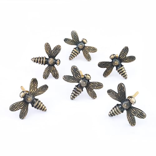 Perilla Home Dragonfly Metal Cabinet Knobs, Set of 6, Antique Gold