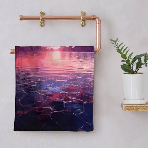 Serviette de bain séchage rapide super douce couleur violet coucher de soleil