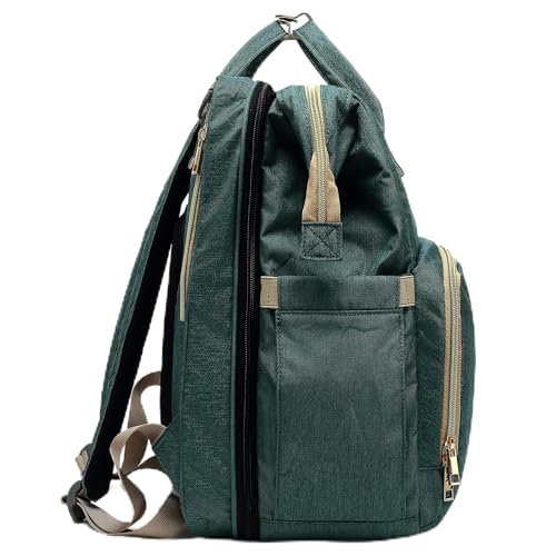 Image of DIPUG Green Unisex Diaper Bag Backpack with 16 Multifunctional Pockets, Waterproof Interior, and Thick Shoulder Straps
