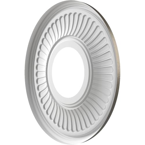 Image of Ekena Millwork CMP10BEDST Berkshire Thermoformed PVC Ceiling Medallion (Fits Canopies up to 4 1 /2 inch), 10 inchOD x 3 1 /2 inchID x 3 /4 inchP, Universal Aged Metallic Weathered Steel