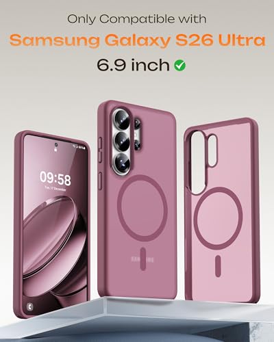 Image of TOCOL for Samsung Galaxy S26 Ultra Case, Compatible with Magsafe, Built-in Magnets, Drop Protection, Slim Translucent Matte for S26 Ultra Phone Case 6.9 inch (Plum)