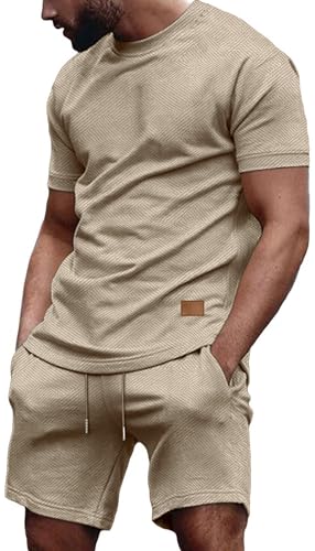 Vssjavun Men's Track Suits 2 Piece Outfits Casual Short Sleeve Shirt and Shorts Set Sweatsuit Summer Tracksuit