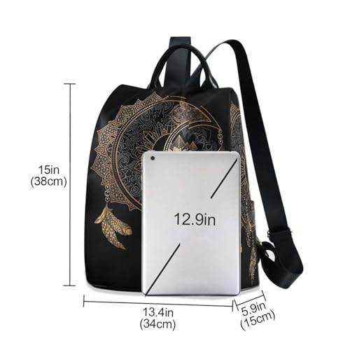Image of ALAZA Boho Crescent Moon Dreamcatcher Backpack Purse for Women Anti Theft Fashion Back Pack Shoulder Bag